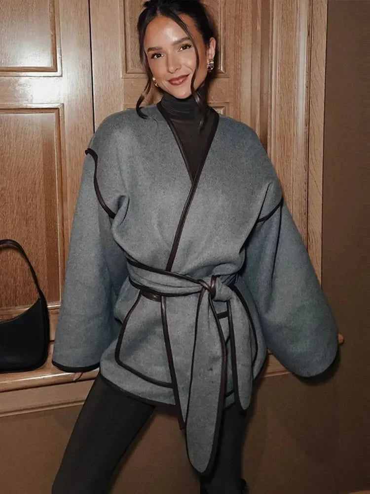 Manteau Kimono Gris Oversize
