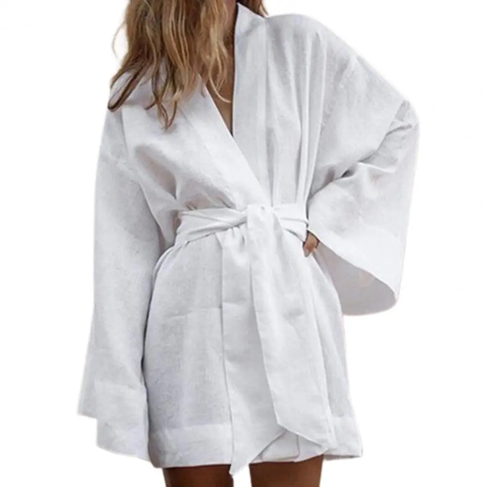 Robe Kimono Blanche Légère courte