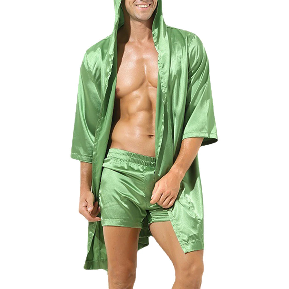 Peignoir Court Homme Satin
