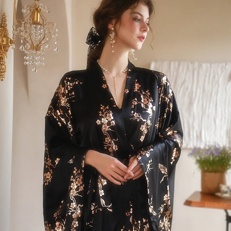 Peignoir Kimono de Luxe Femme noir