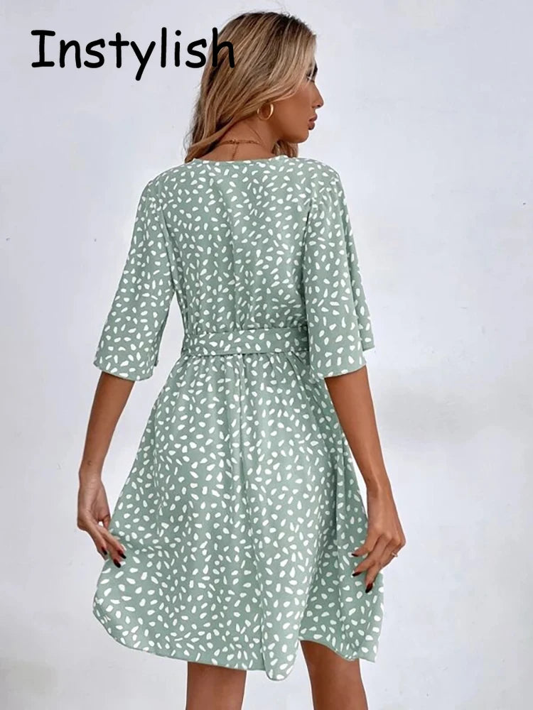 Mini Robe Kimono Vert