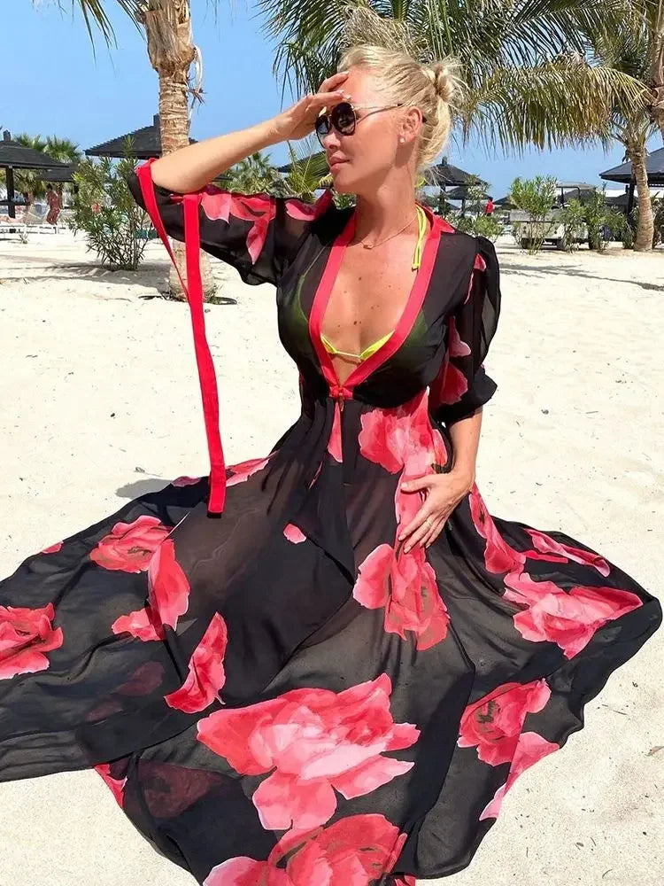 Kimono Long Noir Transparent