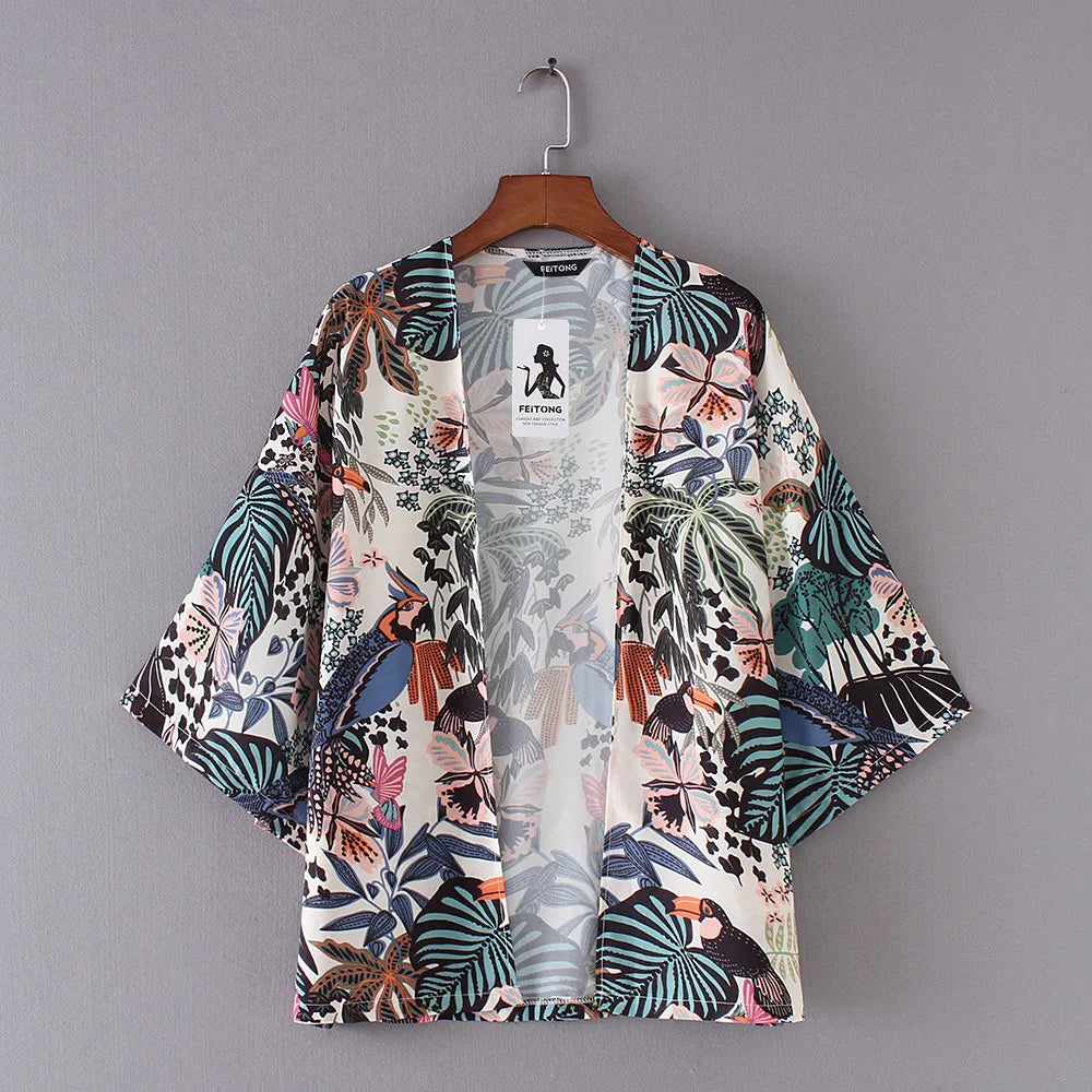 Veste Kimono Tropical Face