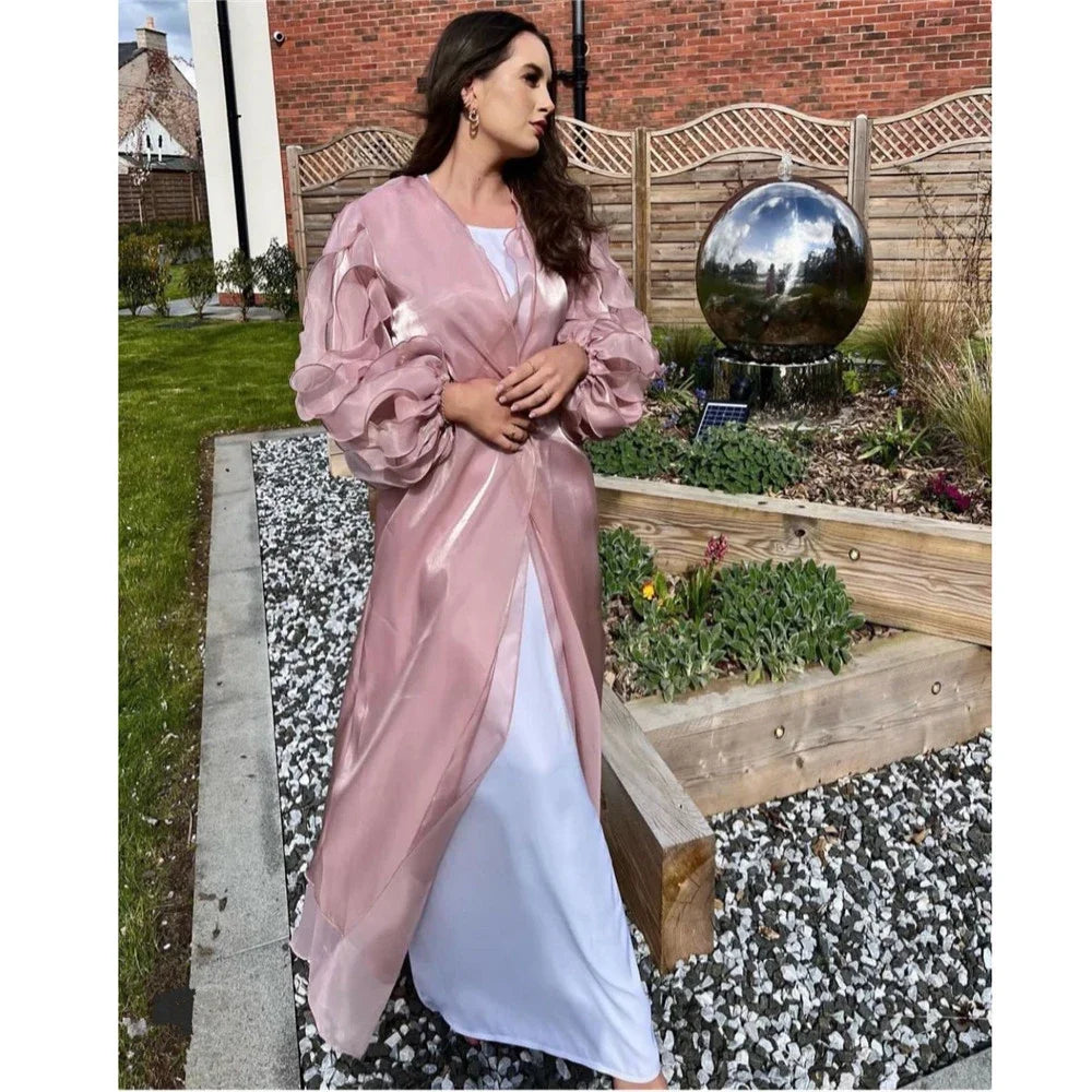 Kimono Abaya à Manches Stylées Rose