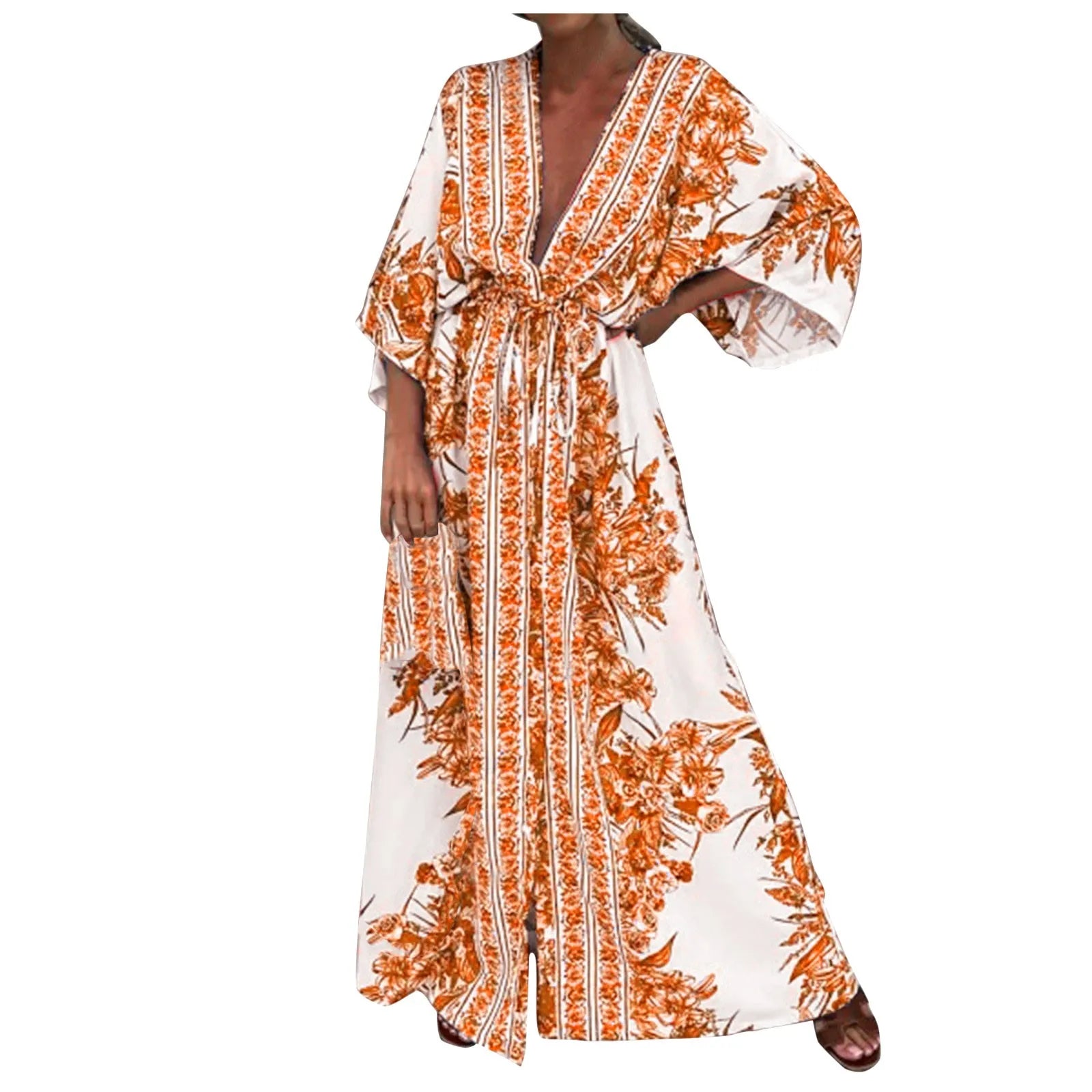 Robe Kimono Ceinturée d’été fluide

