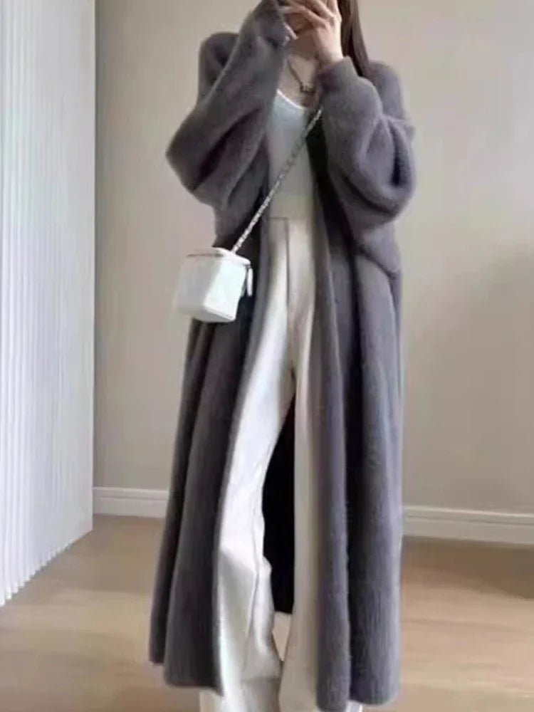 Manteau Douillet Style Kimono Gris
