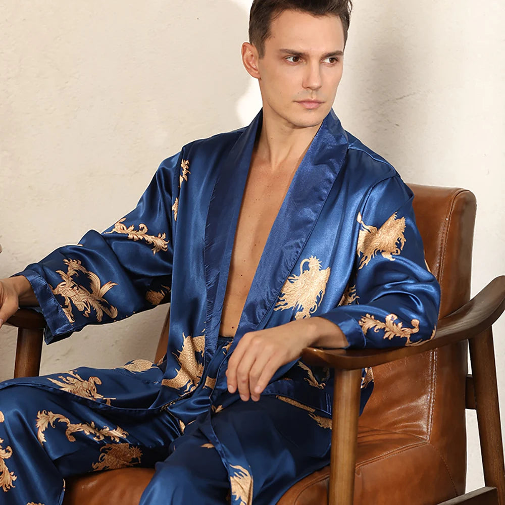 Ensemble Kimono Peignoir Bleu Élégant
