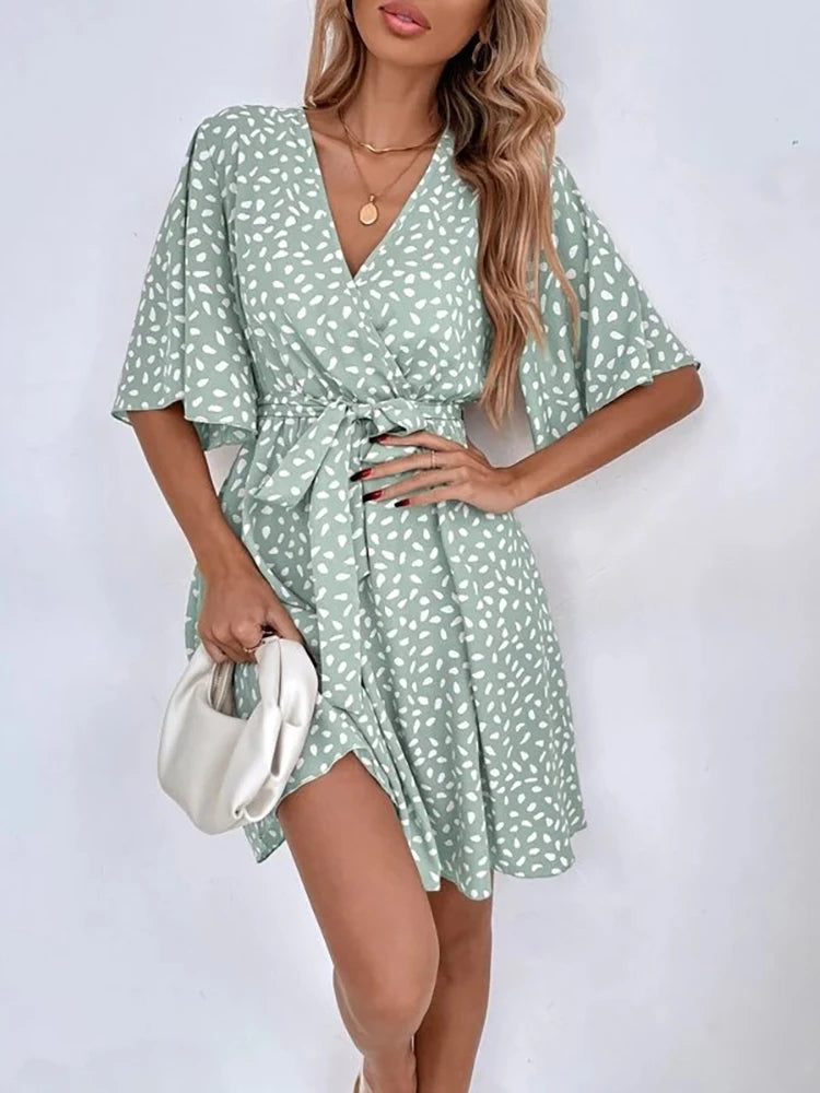 Mini Robe Kimono Vert