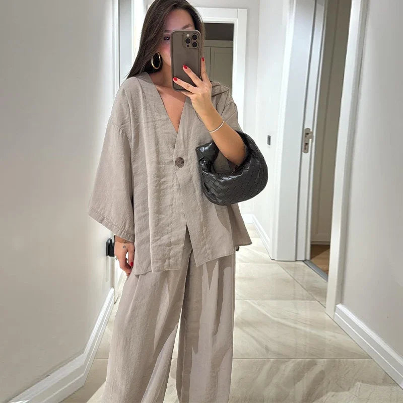 Ensemble Kimono en Coton Gris