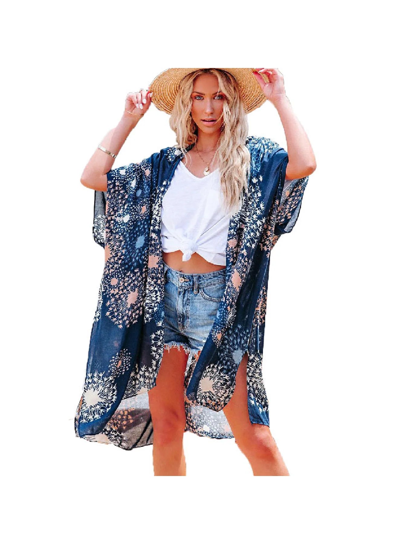 Veste Bleue Kimono Stylée fluide