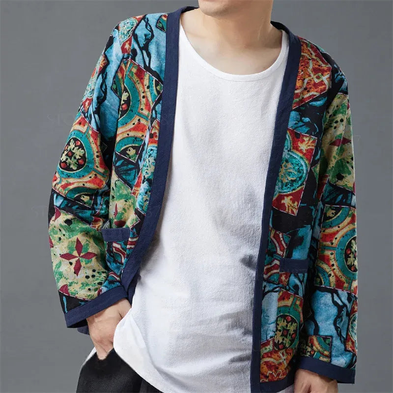 Veste Cardigan Kimono Bleu Vintage