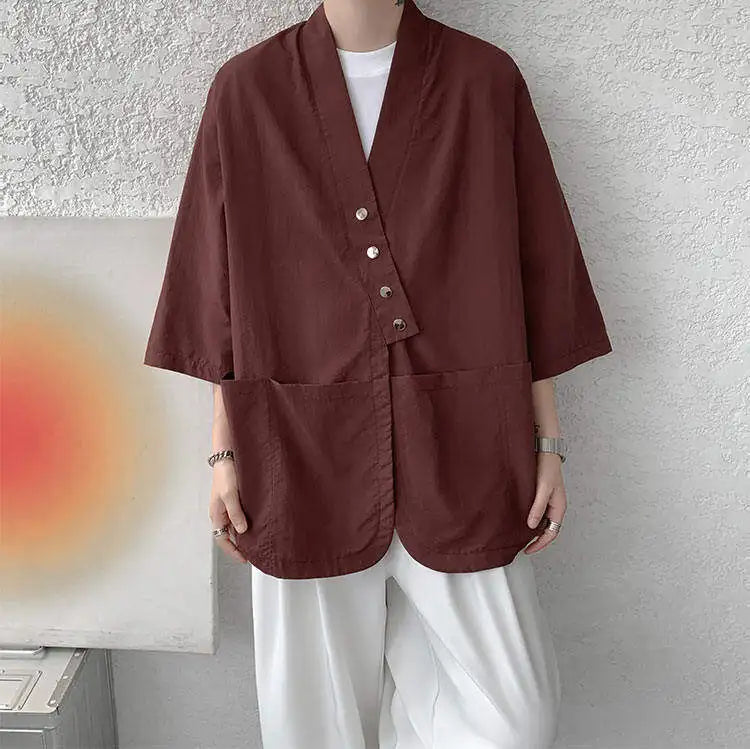 Veste Kimono Ample à Poches Style