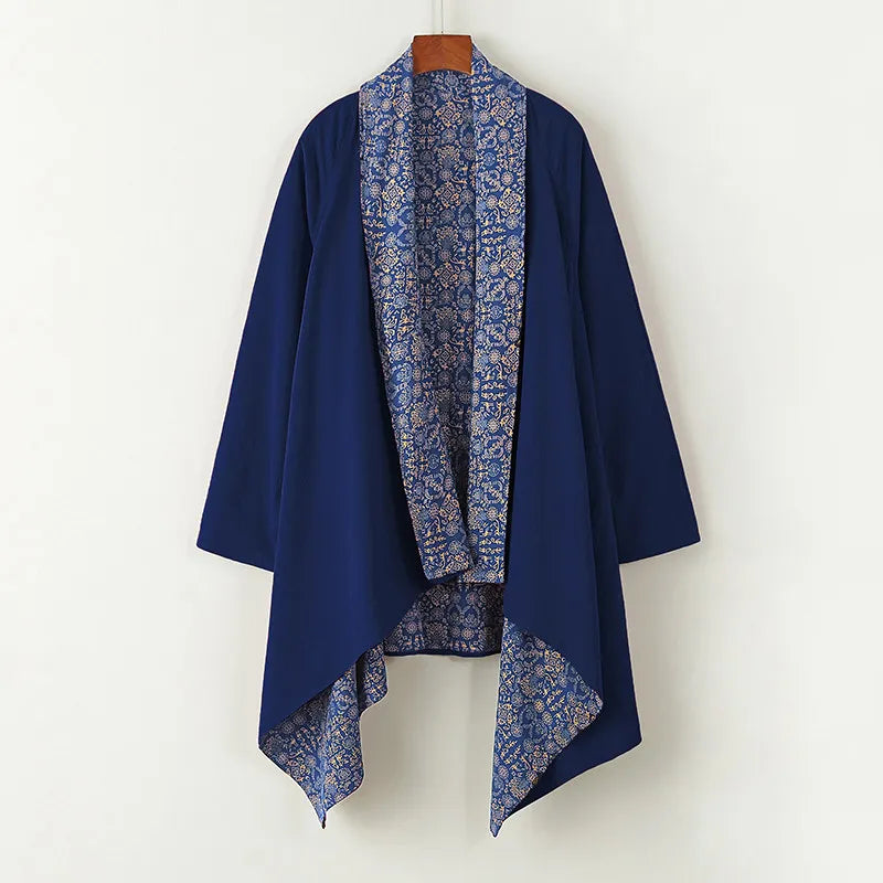 Veste Kimono Bleue Double Face Stylé
