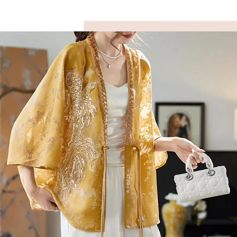 Veste Kimono Chic à Perles femme