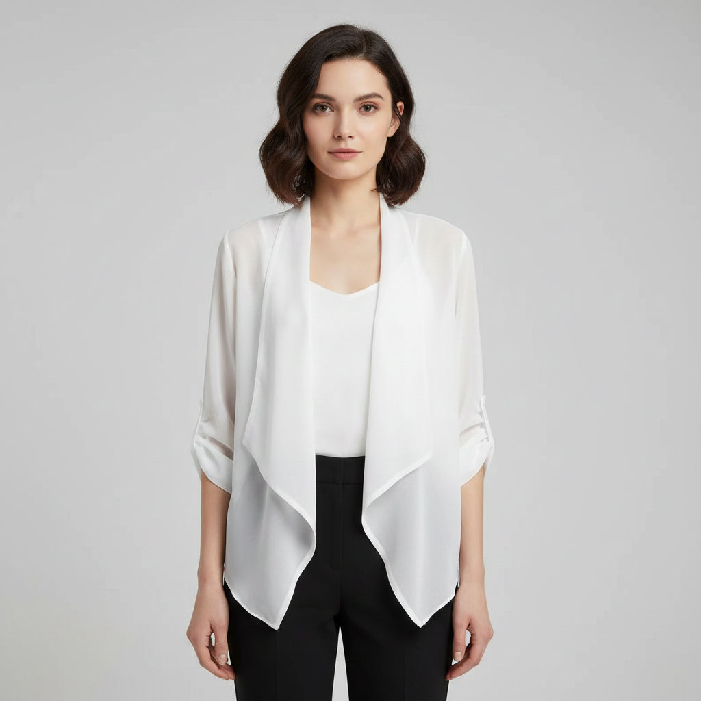 Veste Kimono En Mousseline Léger Blanc