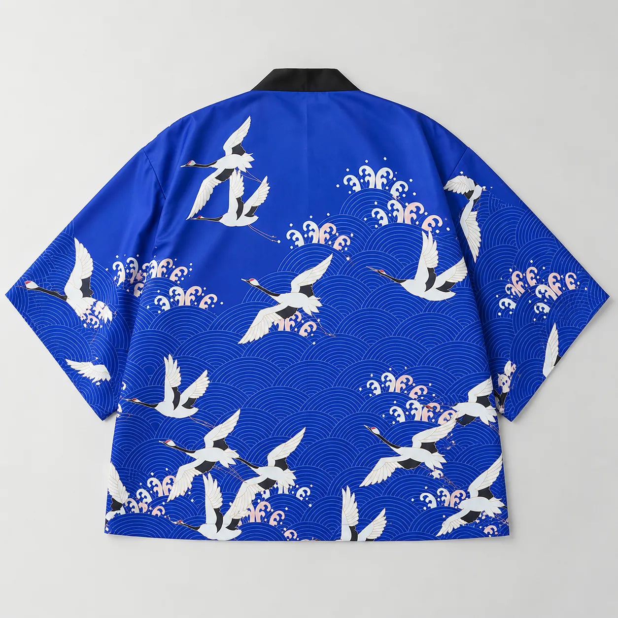 Veste Kimono Grues Japonais Bleu Homme Design