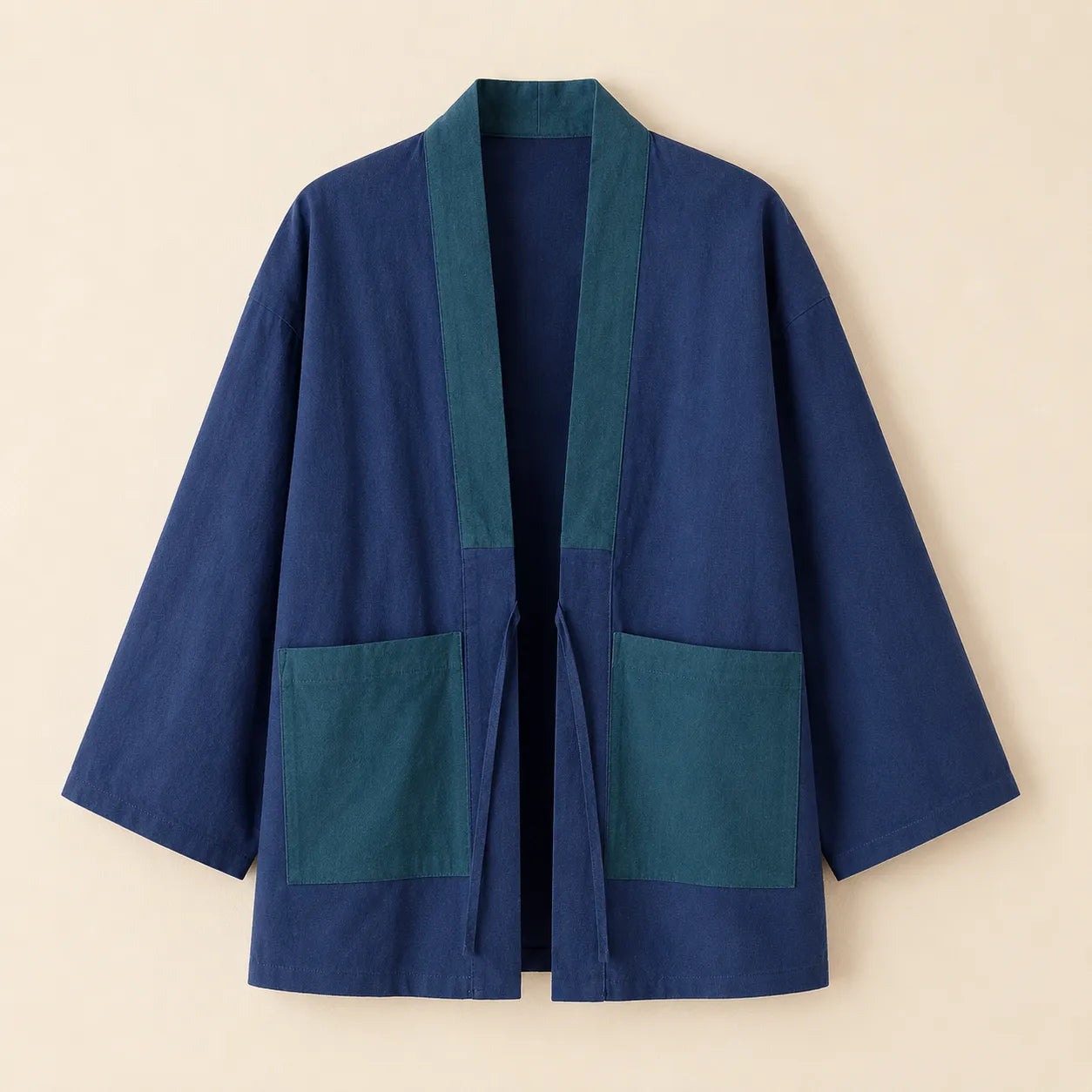 Veste Kimono Homme Bleue à Poches Stylé
