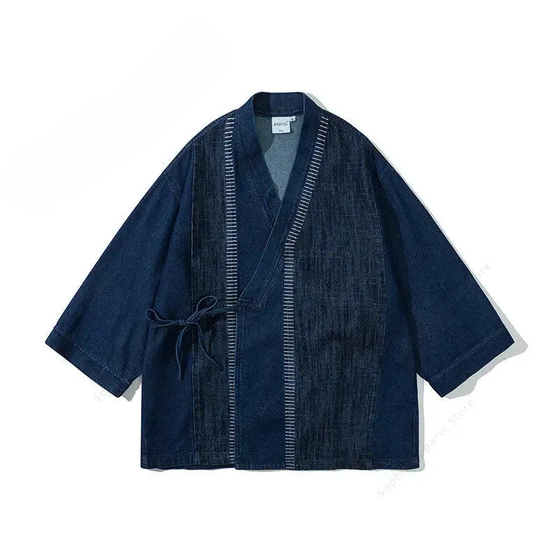 Veste Kimono Homme Denim Bleu Jean