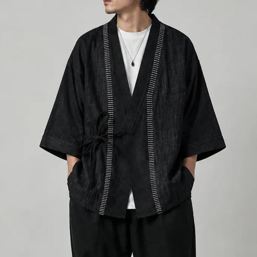Veste Kimono Homme Denim Noir