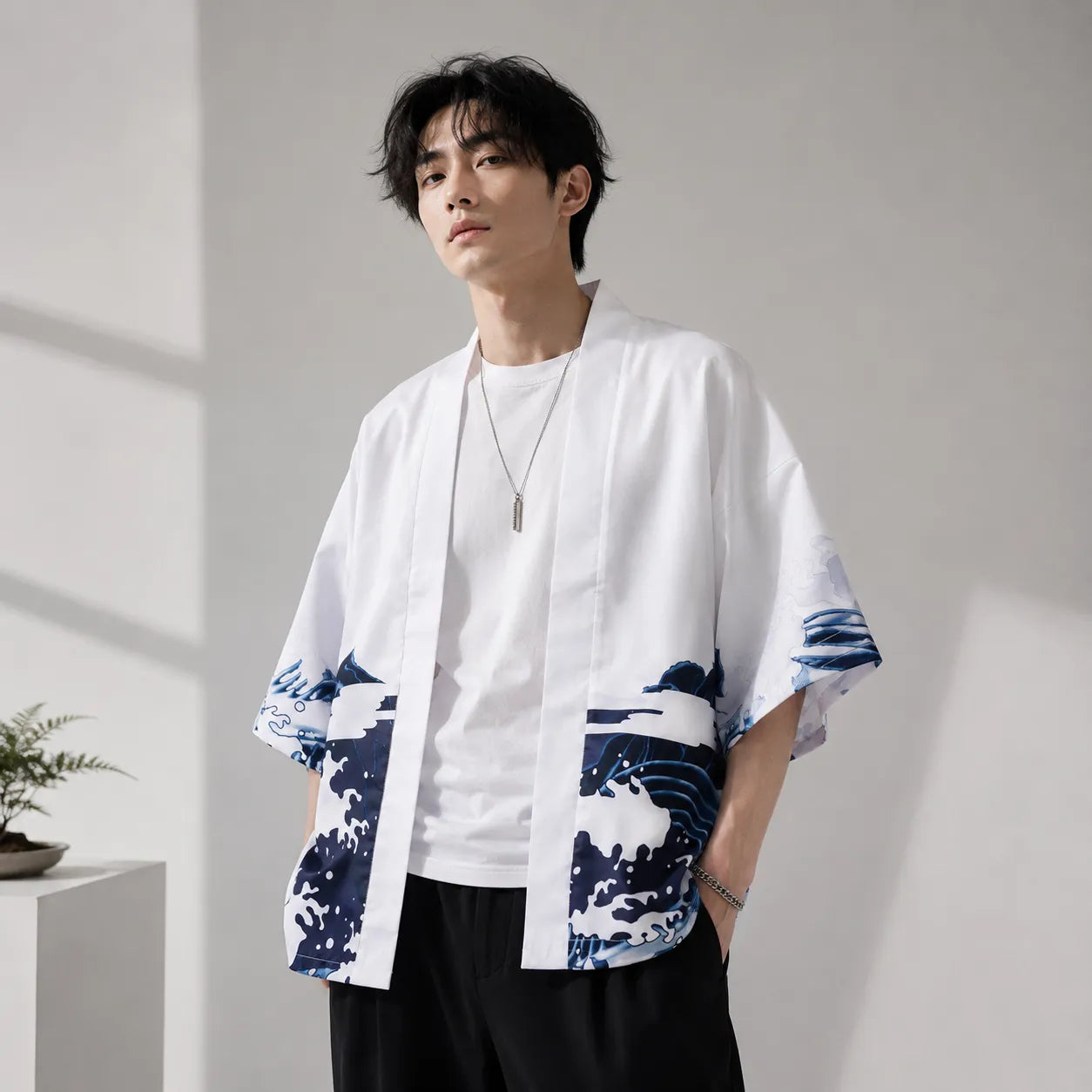 Veste Kimono Homme Dragon Bleu