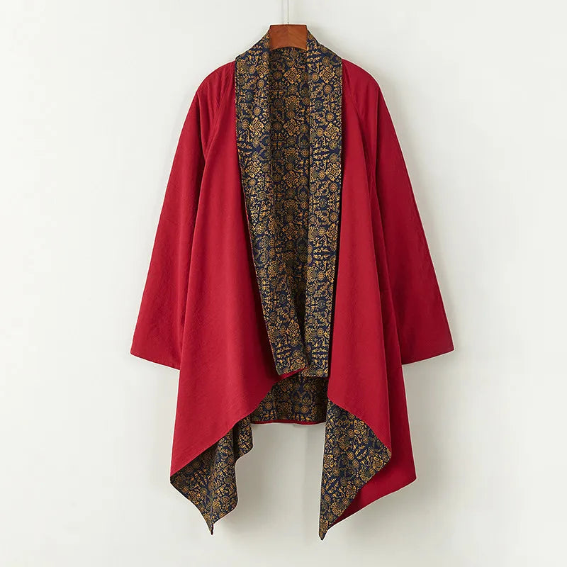 Veste Kimono Homme Rouge Double Face Design