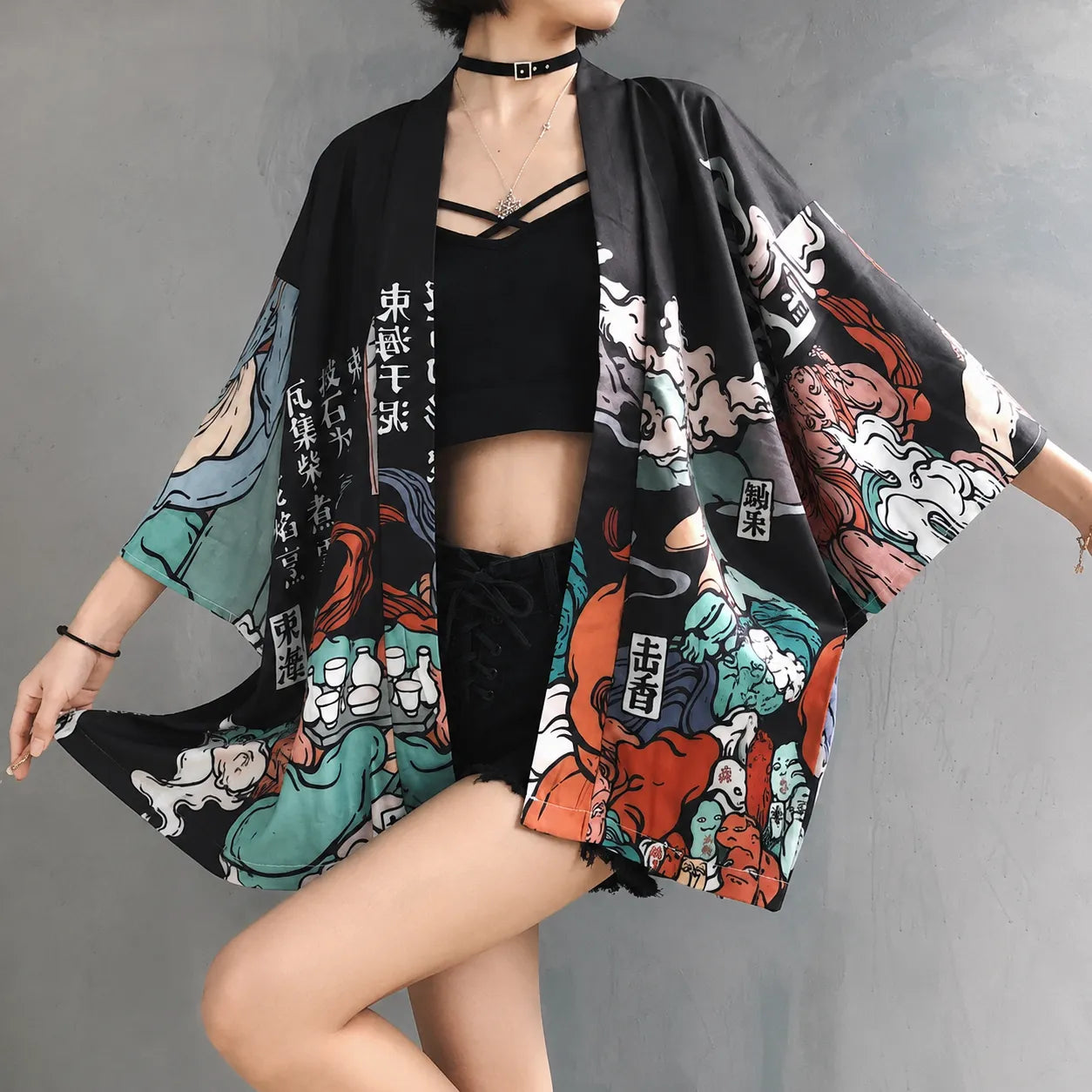 Veste Kimono Imprimée Japonais