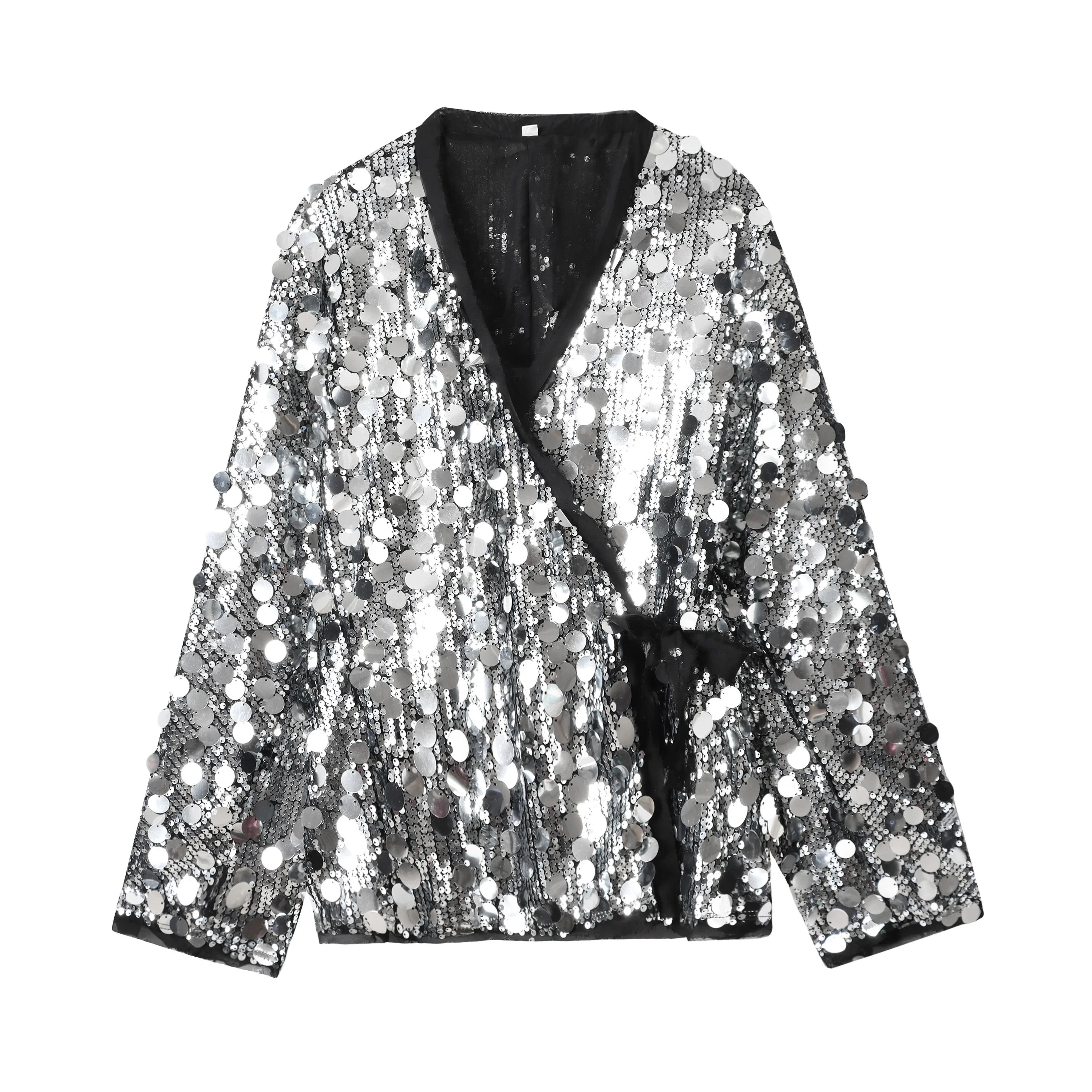 Veste Kimono à Paillettes Argentées CHIC