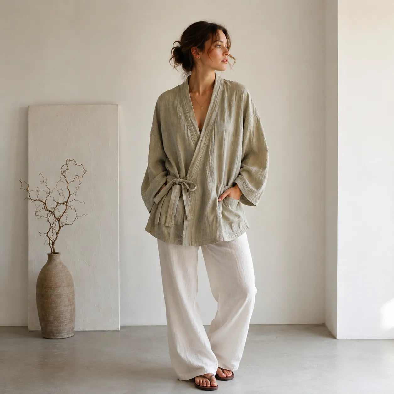 Veste Kimono Vintage Beige