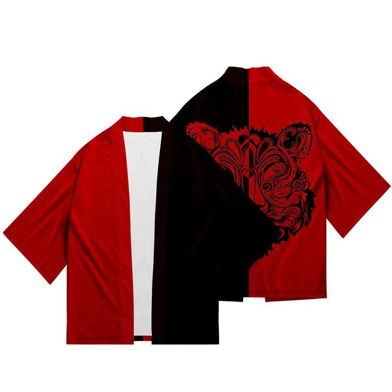 Chemise Kimono Homme Rouge Noir