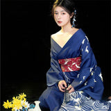 Kimono Bleu Motifs Japonais
