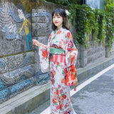 Kimono Femme Blanc Fleuri