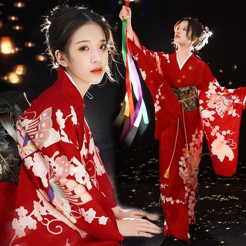 Robe Kimono Japonaise Pour Fille - Taille 120 à 150 Cm - Polyester Satiné Imprimé Fleurs - Pour Maison, Fête Ou Déguisement - 7