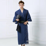 Kimono Japonais Homme Coton Bleu