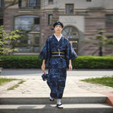 Kimono Japonais Traditionnel Bleu Marine