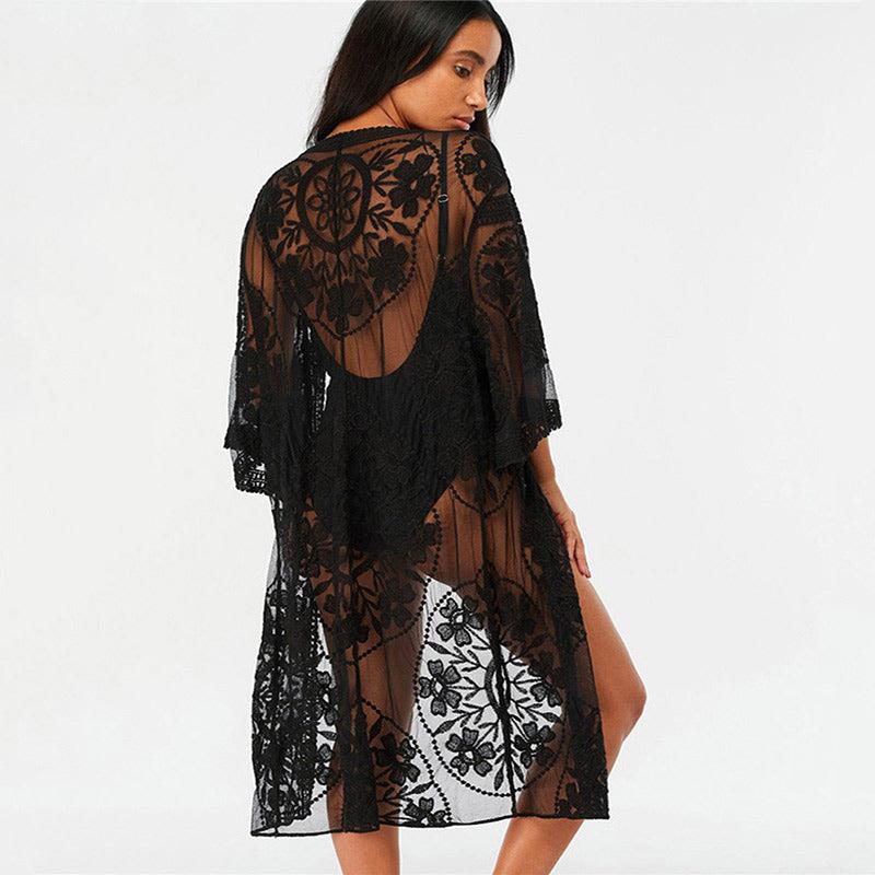 Kimono Long Dentelle Noir