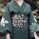 Kimono Long Noir Japonais Fleuri