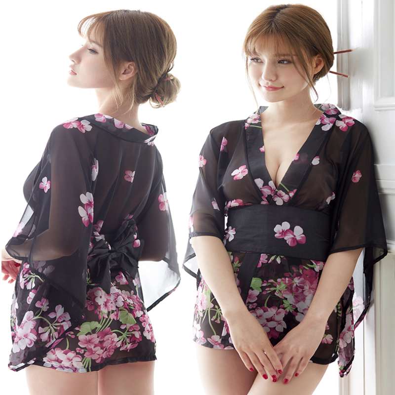 Kimono Noir Femme Court
