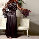 Kimono Noir Satin Femme