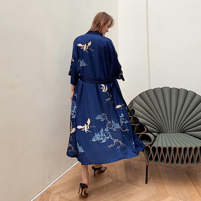 Kimono Femme Bleu Nuit Léger