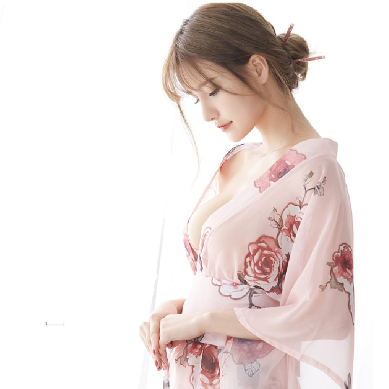 Kimono Fleuri Femme Court Sexy