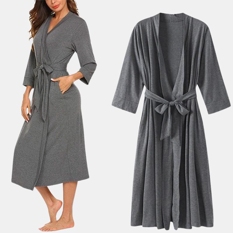 Kimono Robe de Chambre Long Gris