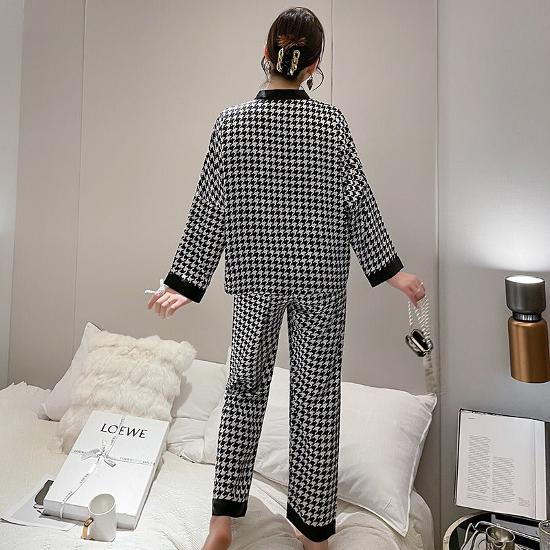 Kimono Satin Noir Pyjama Stylé Dos