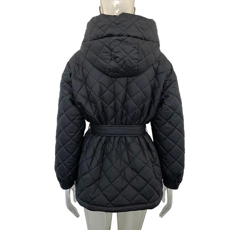 Manteau Court Noir à Capuche Femme Dos