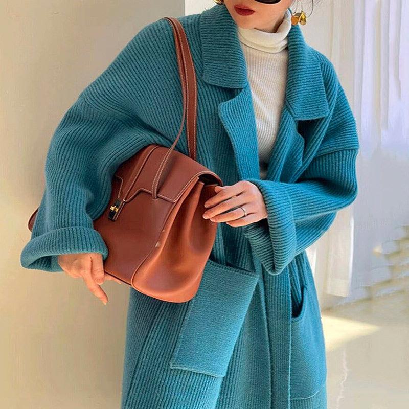 Manteau Long Bleu Ciel Femme Cool