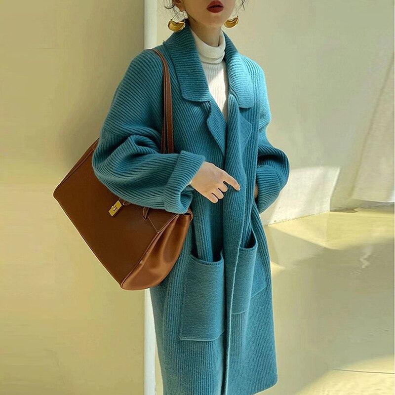 Manteau Long Bleu Ciel Femme long 