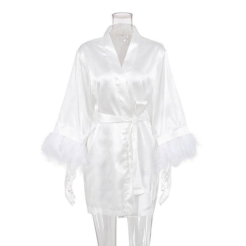 Peignoir Bain Femme Blanc Kimono