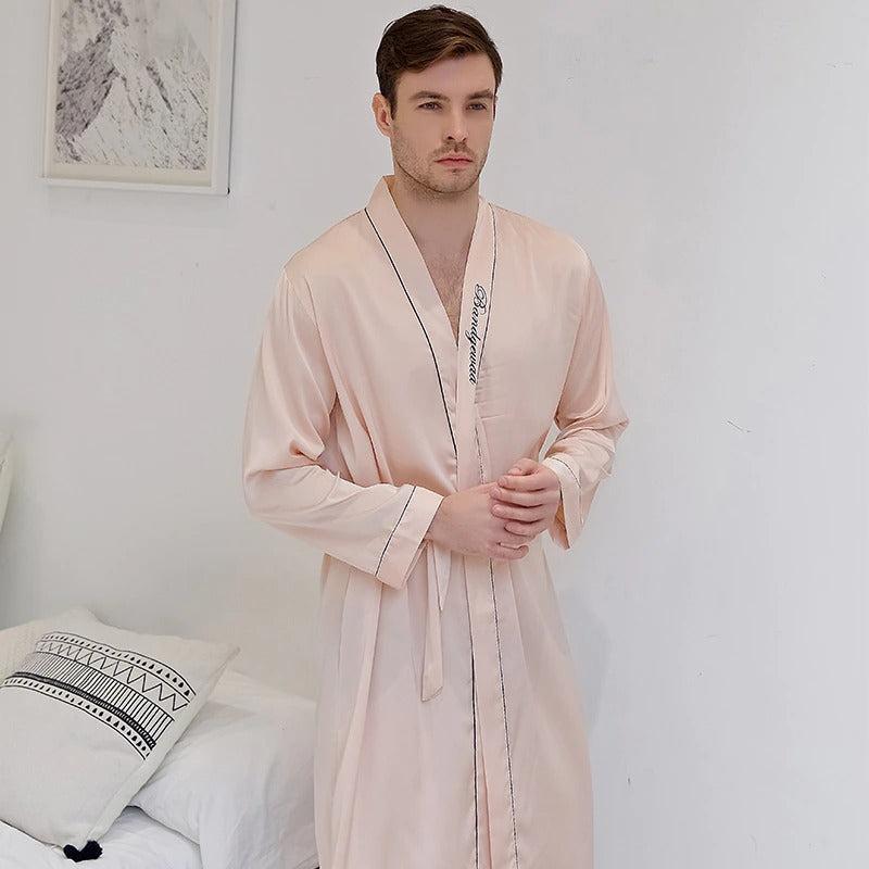 Peignoir Homme En Satin Léger - Kimono Ample, Doux Et élégant, Pour La Maison Ou L'hôtel - 8