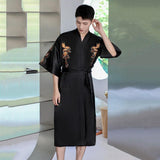 Peignoir Kimono Asiatique Noir Homme