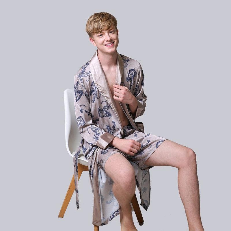 Peignoir Kimono Blanc Tigre