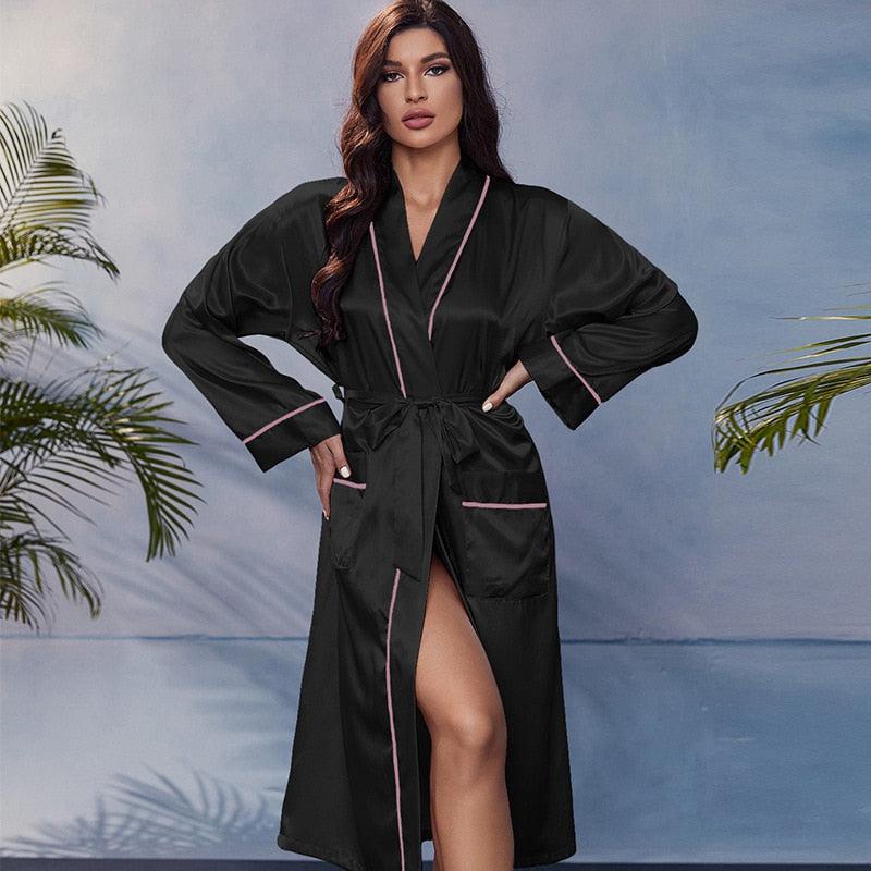 Peignoir Kimono Femme en Satin Long